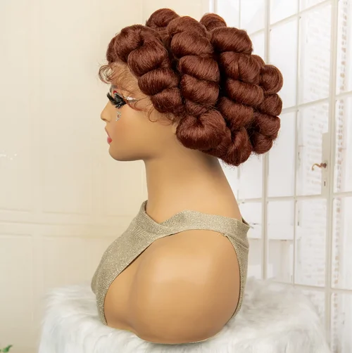 Synthetic Full Lace Braided Wigs Ginger Color 350 Kontless Braided Wigs with Baby Hair for Black Women Bread Braids Wig