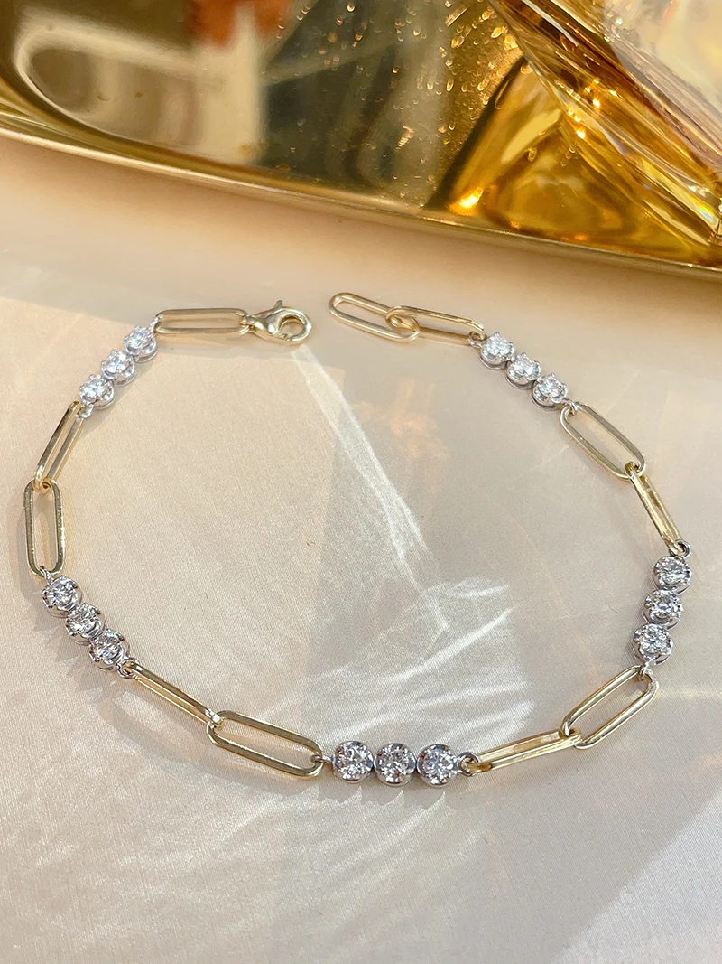KUGG 100% 18K Yellow Gold Bracelet Luxury Fashion Design 1.0carat Real Natural Diamond Bracelet for Women High Party Jewelry