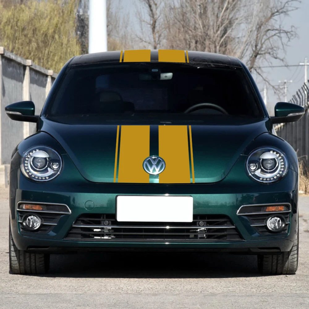 ชุดแต่งสติ๊กเกอร์ไวนิลลายตกแต่งฝากระโปรงหน้า หลังคา ฝากระโปรงท้าย สำหรับรถยนต์ Volkswagen Beetle A5 ปี 2011-2018