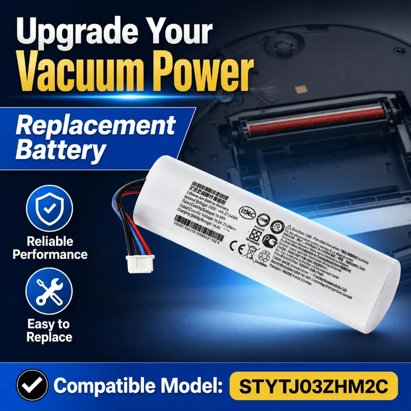 14.4V 12800mAh High Capacity 18650 Li-ion Rechargeable Battery Pack Compatible STYTJ03ZHM 2C Robot Vacuum Cleaner Battery Pack