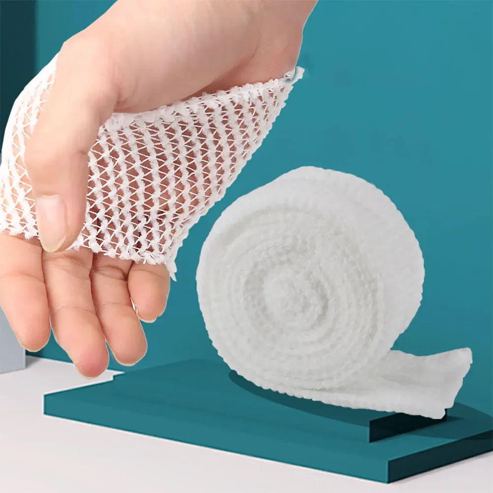 1 Roll Mesh Type Elastic Bandage Fixed Mesh Cover Soft Rebound Breathable Bandage for Finger Hand Leg Head