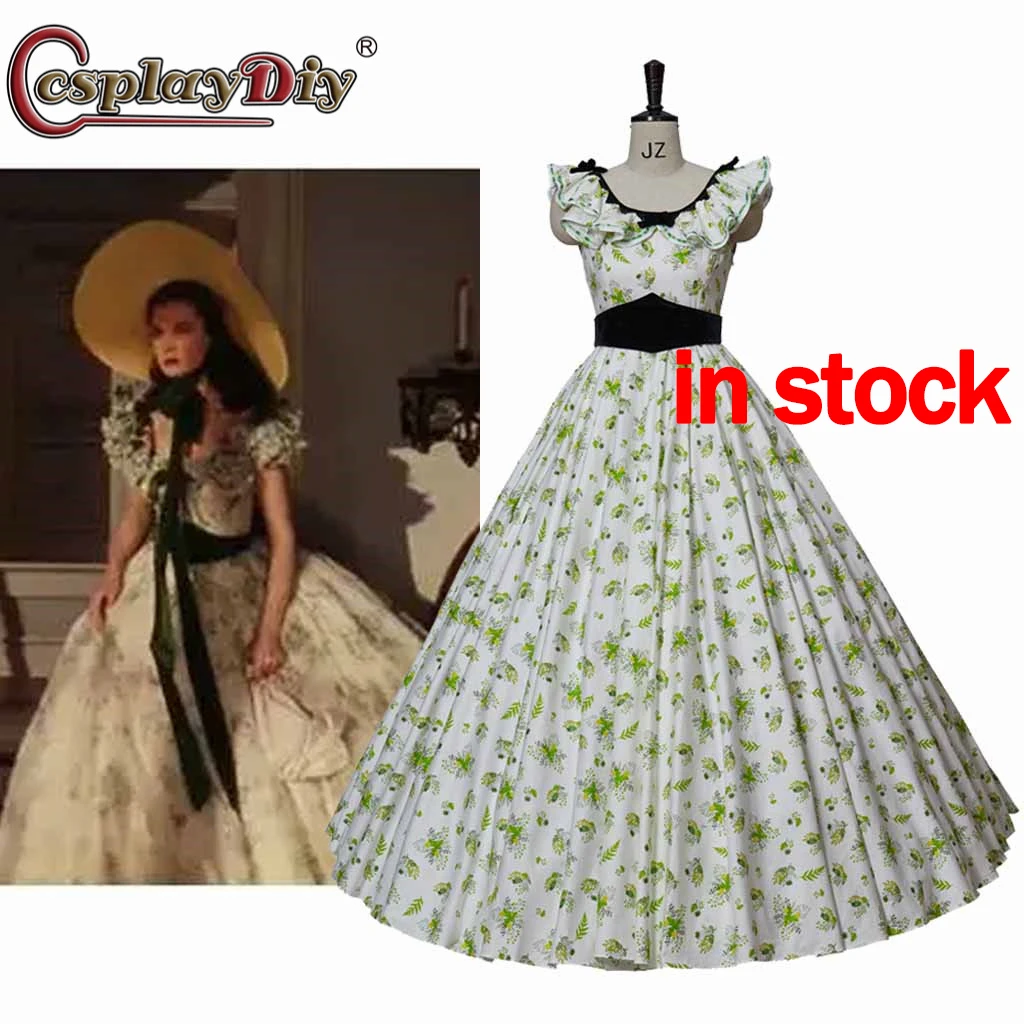 

Gone with the Wind Dress Scarlett O'Hara Cosplay Costume Green Floral Dress Women Princess Party Ball Gown 19th Century Cosplay