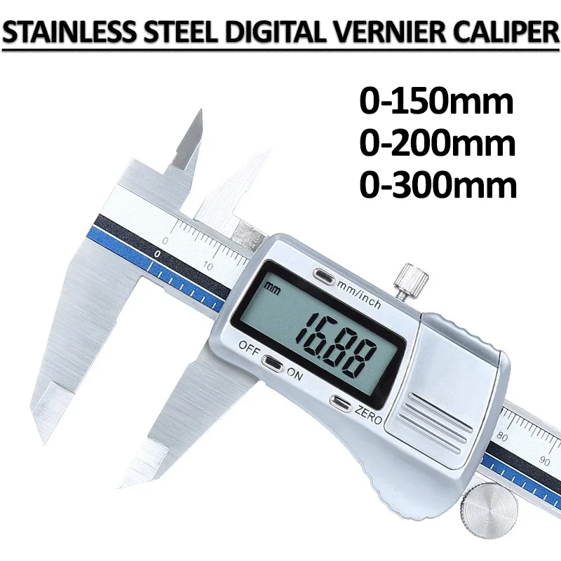 Vernier Caliper Stainless Steel LCD Digital Caliper 0-150mm/0-200mm/0-300mm High Precision Digital Ruler Depth Measuring Tools