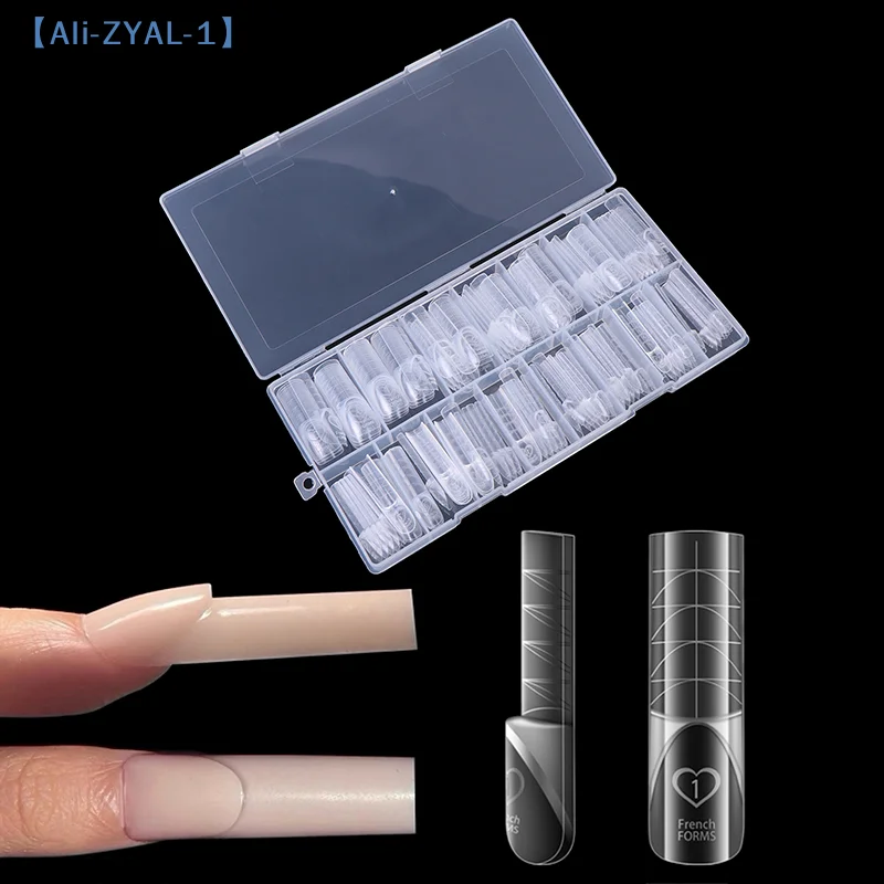 

【ZYAL-1】120 шт. французских двойных форм для наращивания ногтей, 15 размеров, прозрачные, многоразовые, для гель-наращивания, инструмент для французского маникюра, для самостоятельного использования и салонов красоты