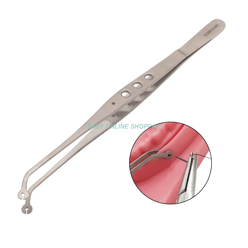 Dental Surgical Operation Stitching Tweezer College Tweezer Cotton Dressing Forceps Serrated Tip Stainless Steel For Dental Lab