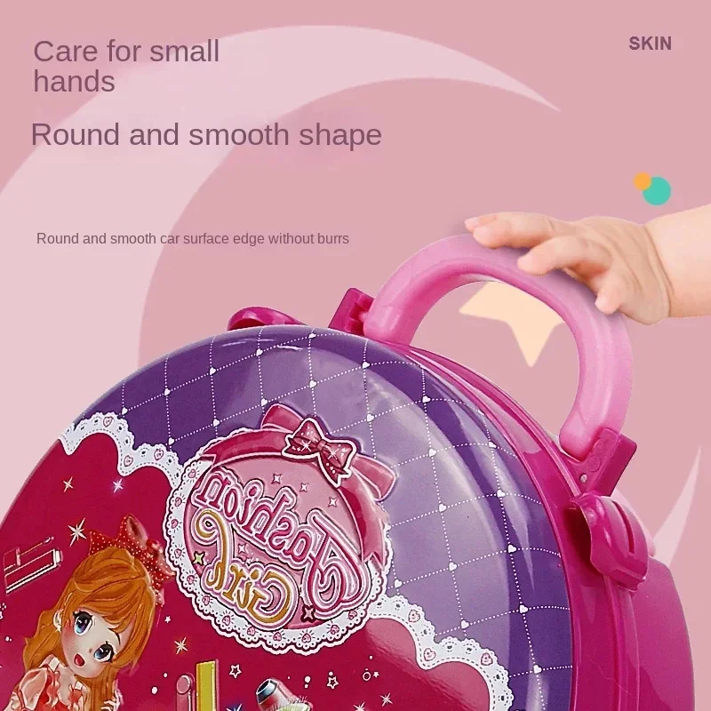 3 in 1 Children's Makeup Suitcase Set Girl Cosmetics Role Play Princess Dressing Table Lipstick Pretend Toy Suitcase Toy Gift