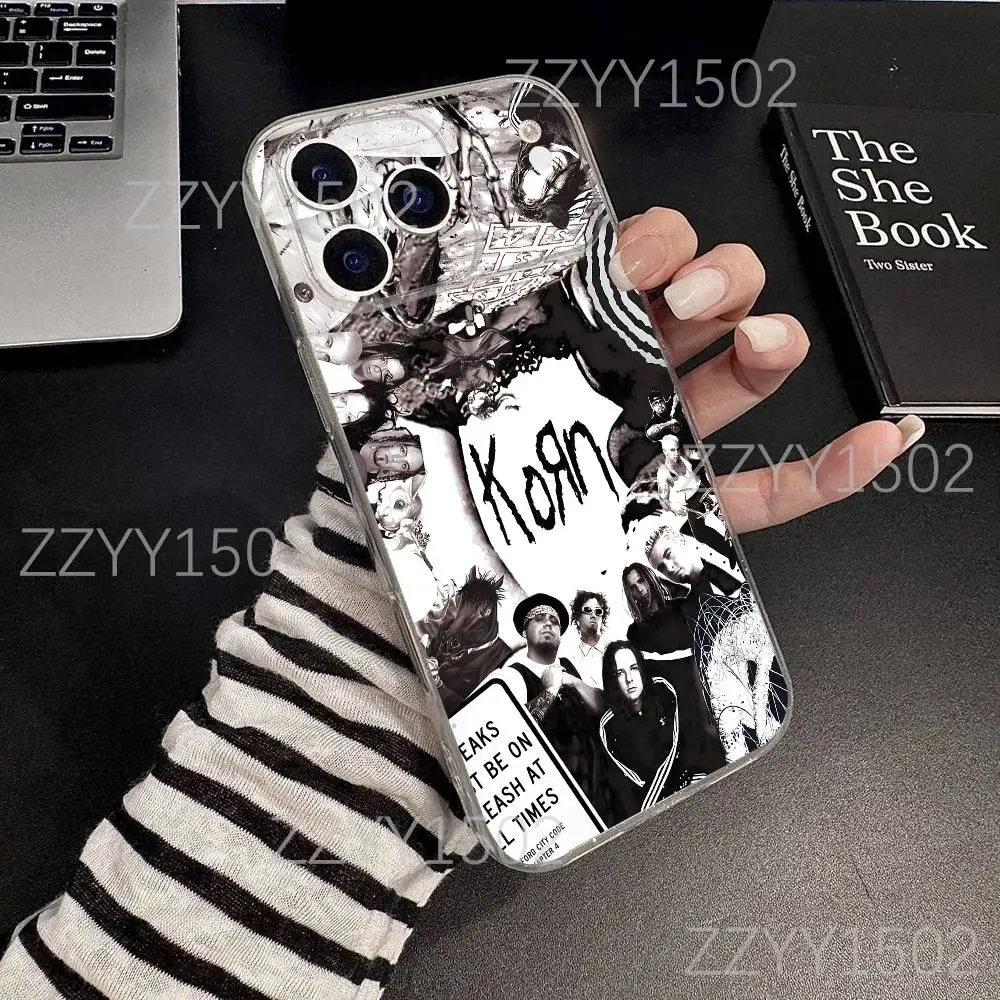 K-Korn Rock Band Untitled For iPhone 17,16,15,14,13,12,11 Pro,Max,Plus,X,XS,XR,SE4,E Mini Transparent Soft Protective Shell