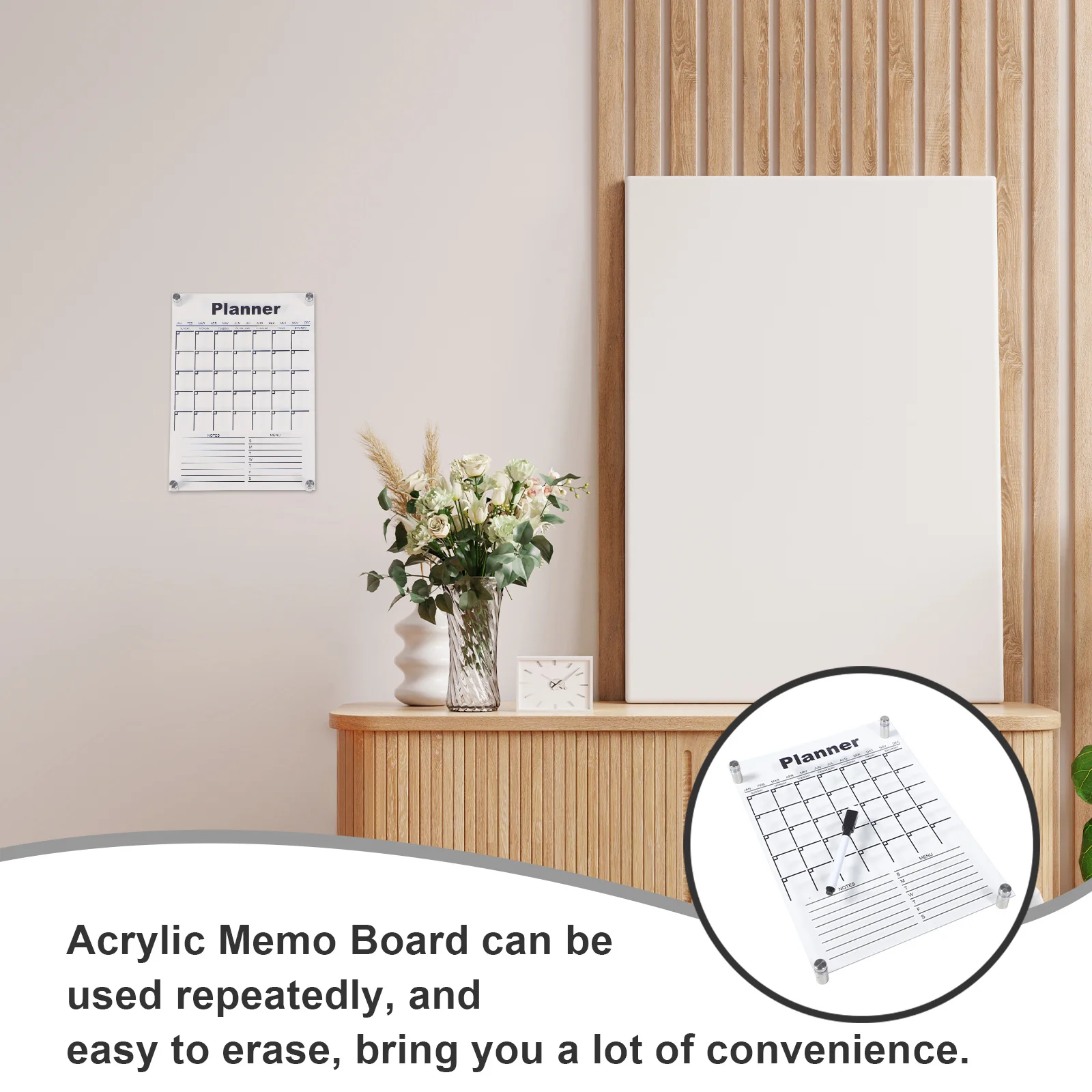 1 Juego de tablero de notas acrílico transparente, portátil, reutilizable para mesa de oficina en casa, pantalla de escritura, tablero de borrado en seco transparente fácil de usar