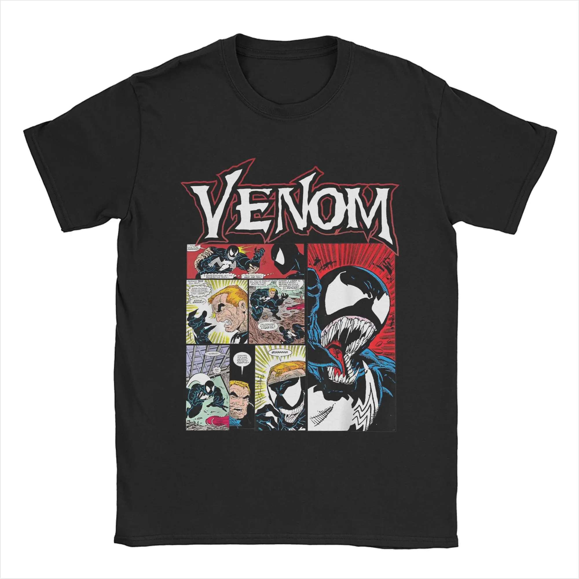 Venom Classic Retro Comic Panel Art Intro T-Shirts for Men Women  100% Cotton Tee Shirt Short Sleeve T Shirts Gift Idea Tops