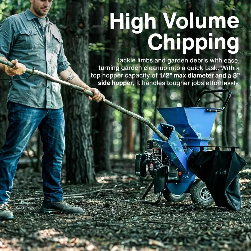 

Wood Chipper Shredder Mulcher Super Heavy Duty 7HP 3 in 1 Multi-Function 3" Inch Max Capacityh Max Capacity