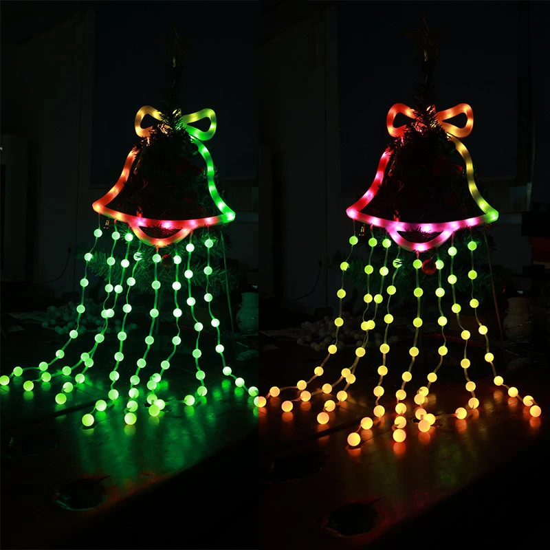 

Рождественские светодиодные светильники, подвесное украшение в виде колокольчика, украшение для рождественской елки, вечеринка по случаю дня рождения, разноцветная атмосферная световая строка