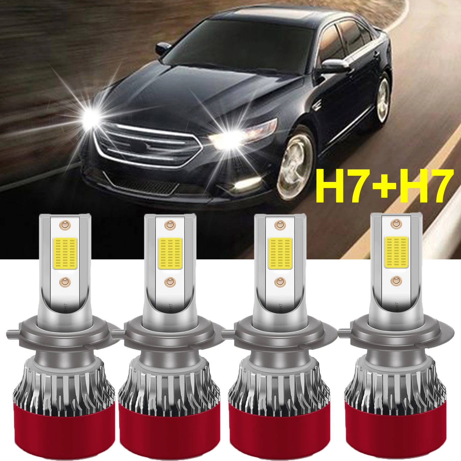 4PCS LED Headlight Bulbs H7 Hi/Lo beam Car Lights 60000LM High Intensity 6000K COB Chips Headlight Lamp For DC12-24V Cars