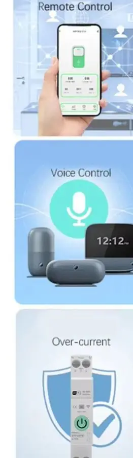 

1-63A 1P+N For Tuya WiFi Smart Circuit Breaker Switch Kwh Metering Timer Relay MCB Voltage Current Protect Alexa/Google