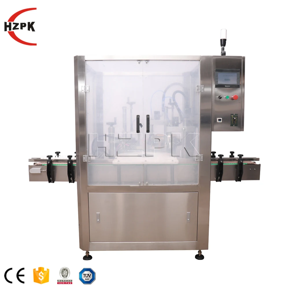 HZPK 220v Rollerball Eyedrops Liquid Automatic Oil Small Glass Bottle Filling and Capping Machine With Protection Cover