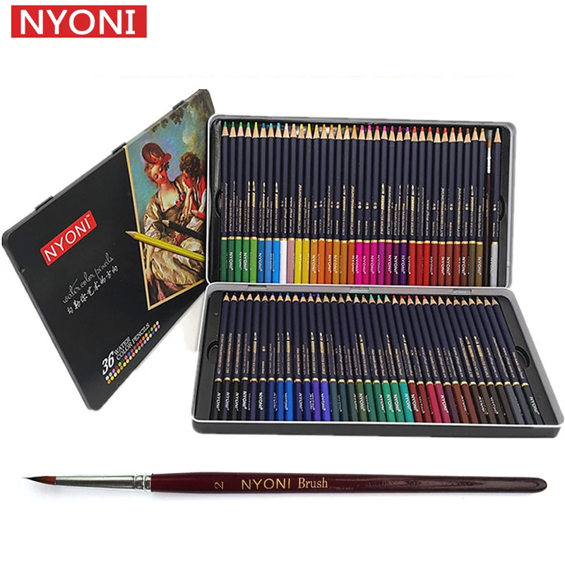 

NYONI 36/48/72Colors Watercolor Pencils Set Drawing Pencils Crayons Lapices De Colores Colored Pencils Art Sketch Colour Pencil