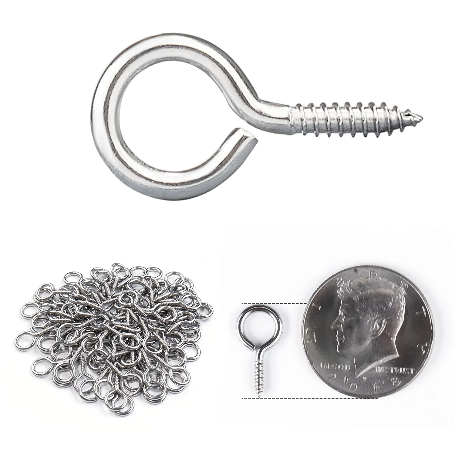 

100pcs/lot Stainless Steel Mini Eye Pins Eyepin Eyelets Screw Threaded Hooks for Jewelry Making DIY Necklace Pendant Accessory