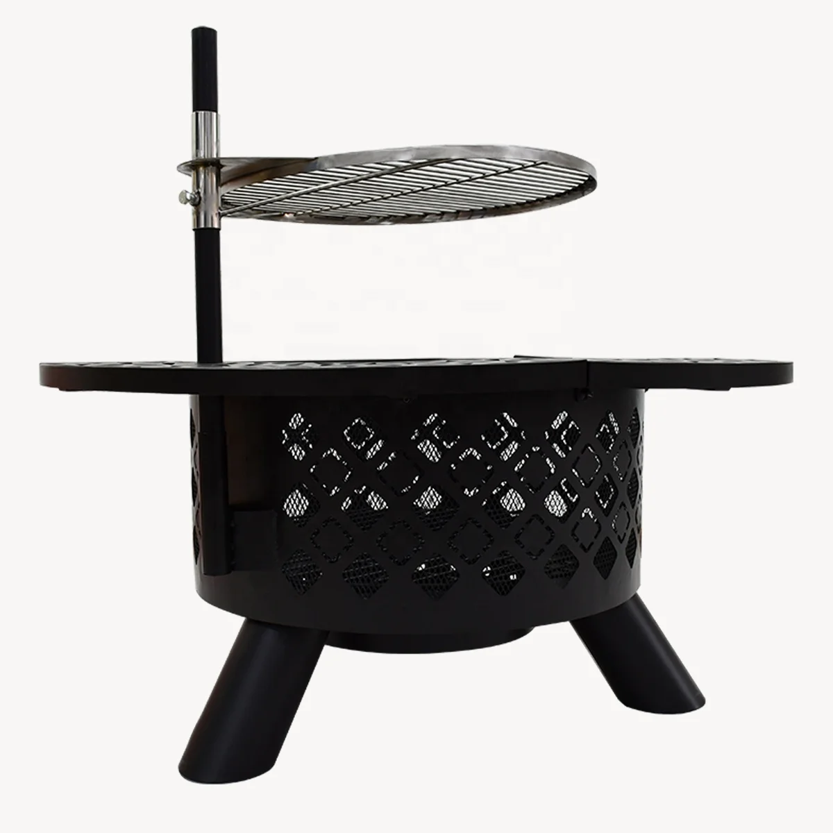 

Регулируемая железная костра с грилем и пепельницей, включая покер, большой уличный садовый стол для барбекю, кемпинга, барбекю