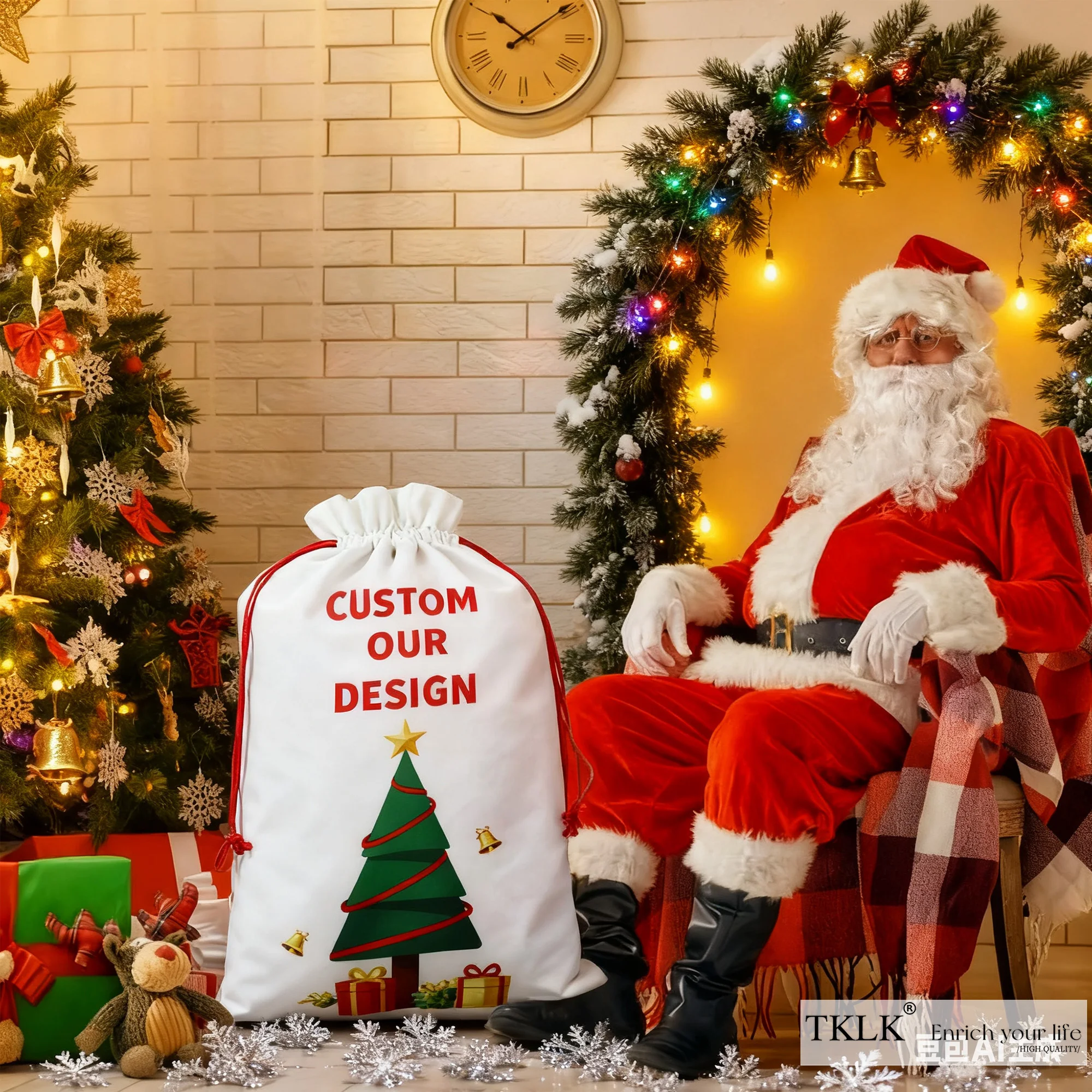 1pc Custom Name Christmas Pocket Bag | Party Packs with Drawstring Closure, Personalize with patterns, as Versatile Gift Pouches