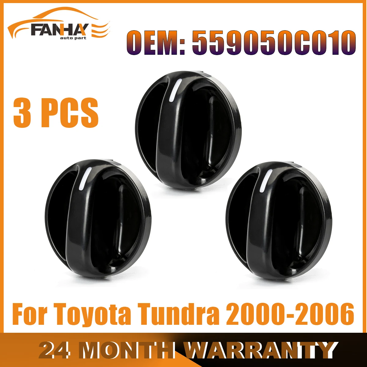 3PCS 559050C010 AC Climate Control Knob Air Conditioner Heater Control Switch for Toyota Tundra 2000 -2006 SR5 Black 55905-0C010