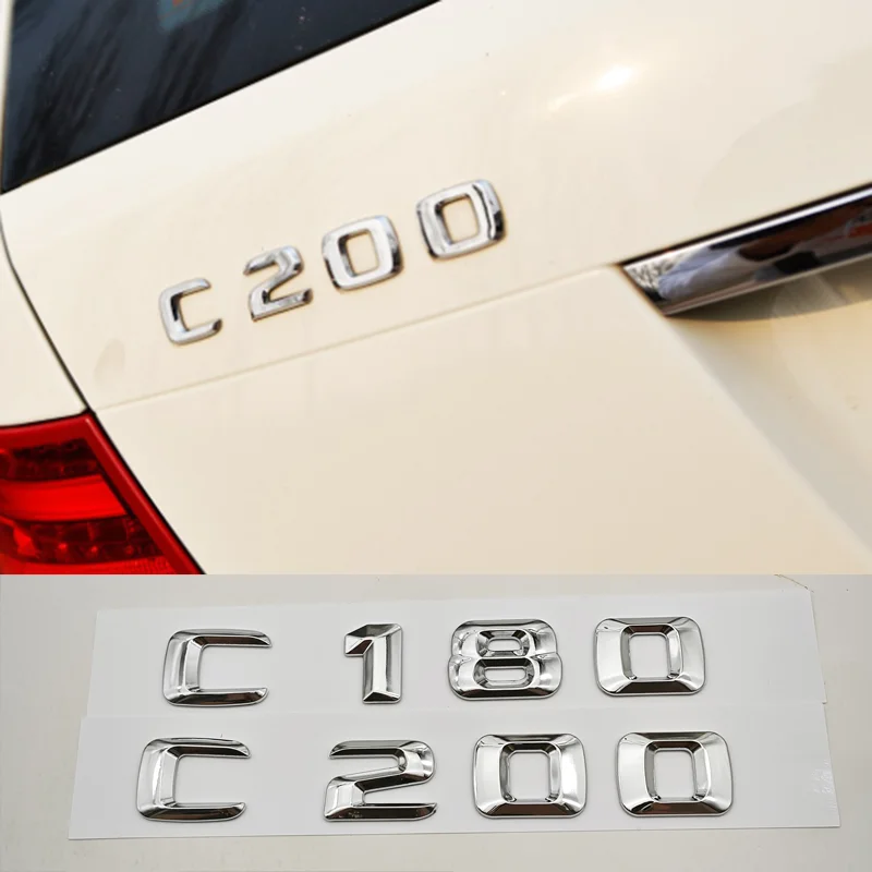 3D ABS Car Letters Logo C180 C200 4MATIC Badge Rear Trunk Emblem Decals For  C Class C180 C200 Tail Accessories
