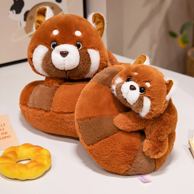 Red panda soft toy weighted stuffed animal creative design, cute panda donut plush toy unique shape, children's companion gift