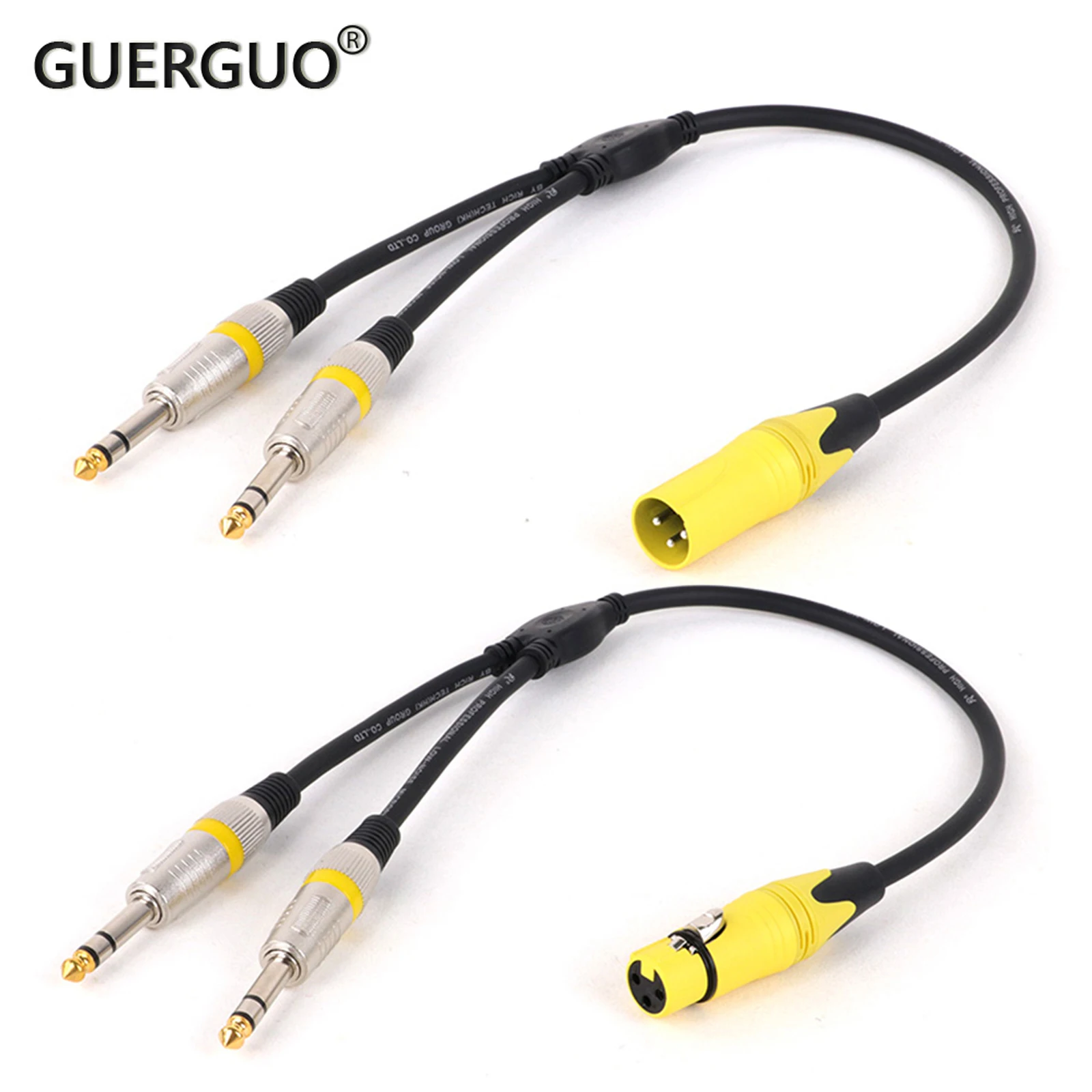 

1PC 3-Pin XLR to Dual 6.35 1/4'' TRS Stereo Mic Patch Cable XLR to Double 6.35mm Y Splitter 1/4 to XLR Audio Adapter Cord