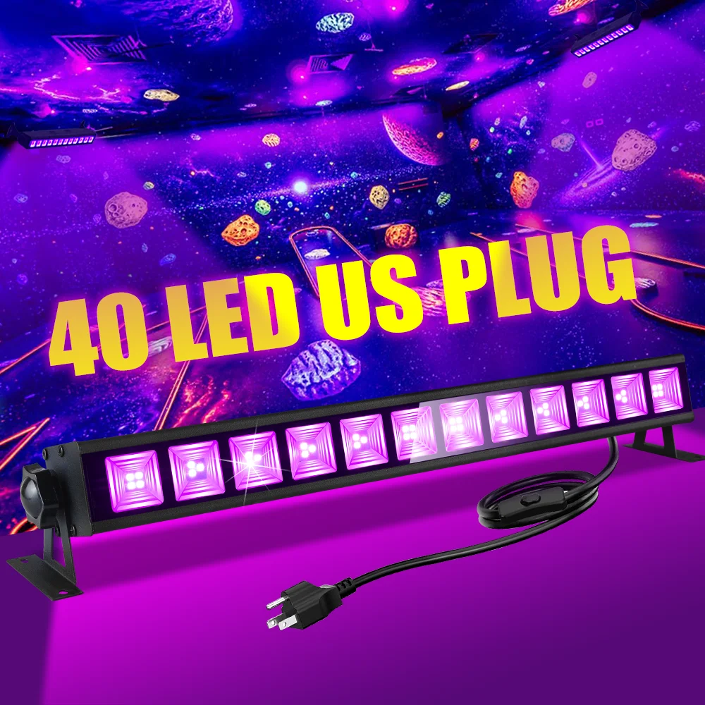 

40LED американская вилка УФ-черный ночник, подходит для вечеринки, Хэллоуина, дня рождения и спальни, свадебного освещения, Рождества