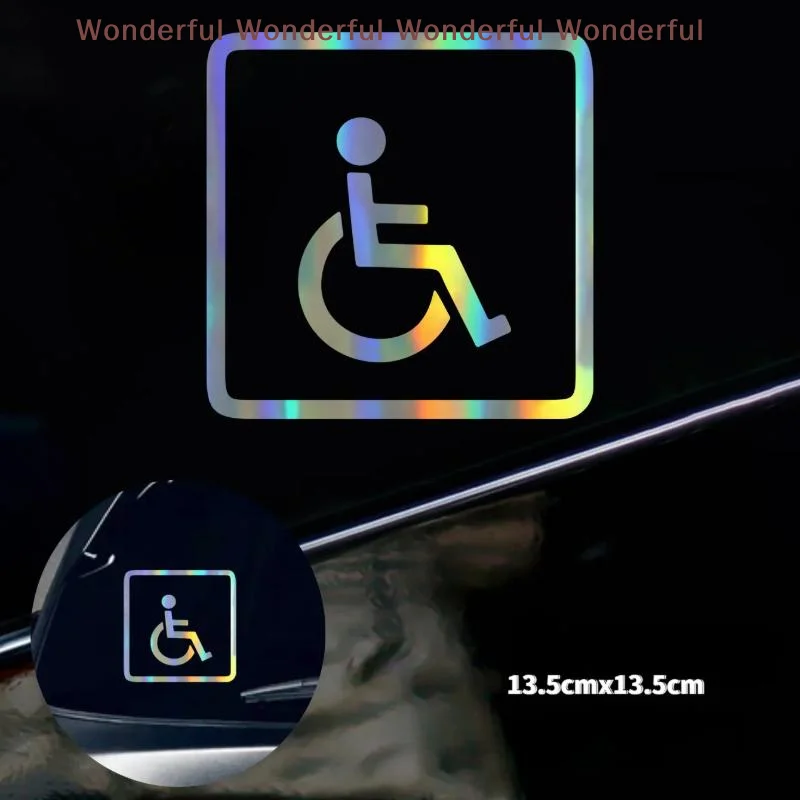 No Glue Residue Handicap Wheelchair Car Sticker 13.5cm Waterproof Vinyl Disabled Access Sign Decal for Car Glass Exterior