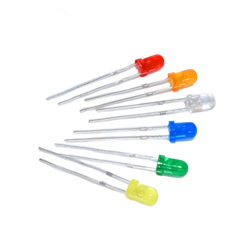 100 Stück 3mm LED-Dioden sortiert Kit, weiß grün rot blau gelb, LED-Leuchtdiode elektronisches Kit, Kontroll leuchten