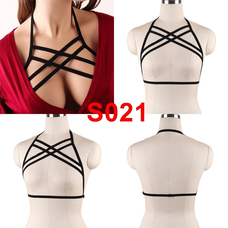 BONDAGE STRAPPY Body Harness Lingerie Belt Crop Top Cage Bra Black Sexy Elastic Adjust Bra Dance Rave Wear for Women Harness