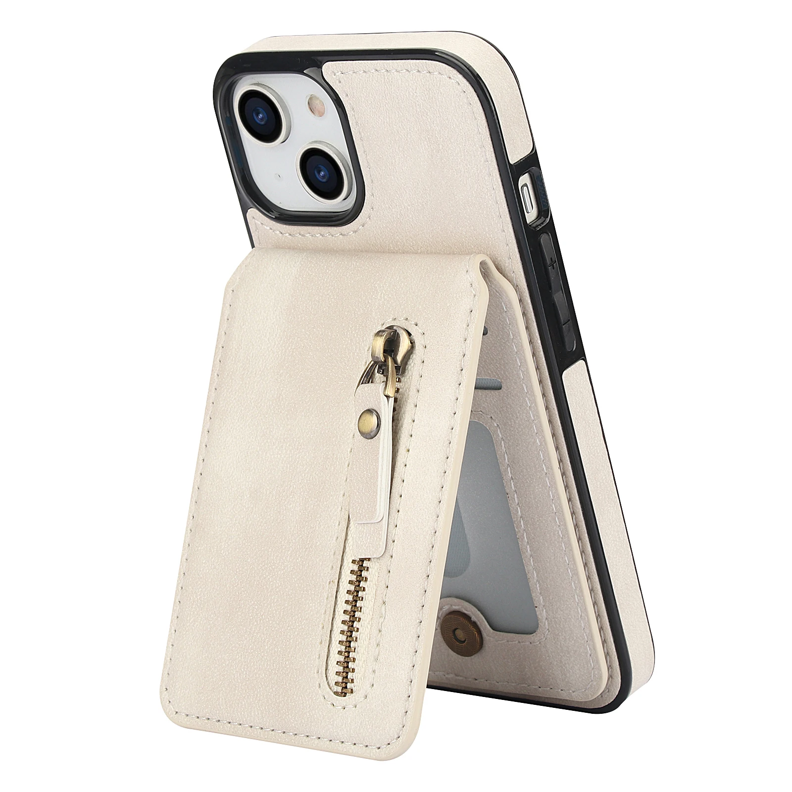 2 in 1 Detachable Magnetic Zipper Cards Solt Case For iPhone 16 Pro Max 15 Plus 14 13 12 11 SE 2024 Vertical Pocket Bag Cover
