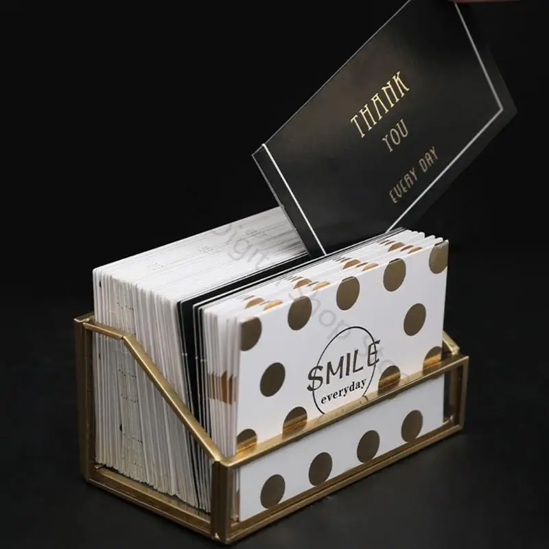 96BA Kartenhalter aus Glas mit goldenem Rahmen für die organisierte Kartenpräsentation auf dem Schreibtisch – Detail 3
