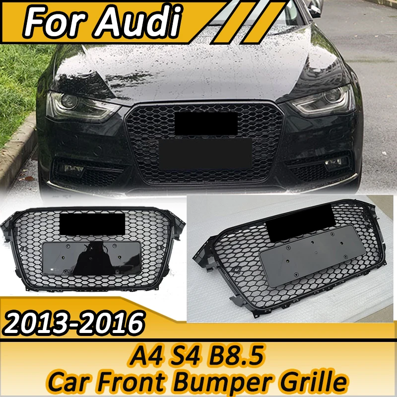 For Audi A4 S4 B8.5 2013-2016 Upgrade RS4 Style Car Front Bumper Grille Honeycomb Mesh Racing Grill Cover Trim Accessories