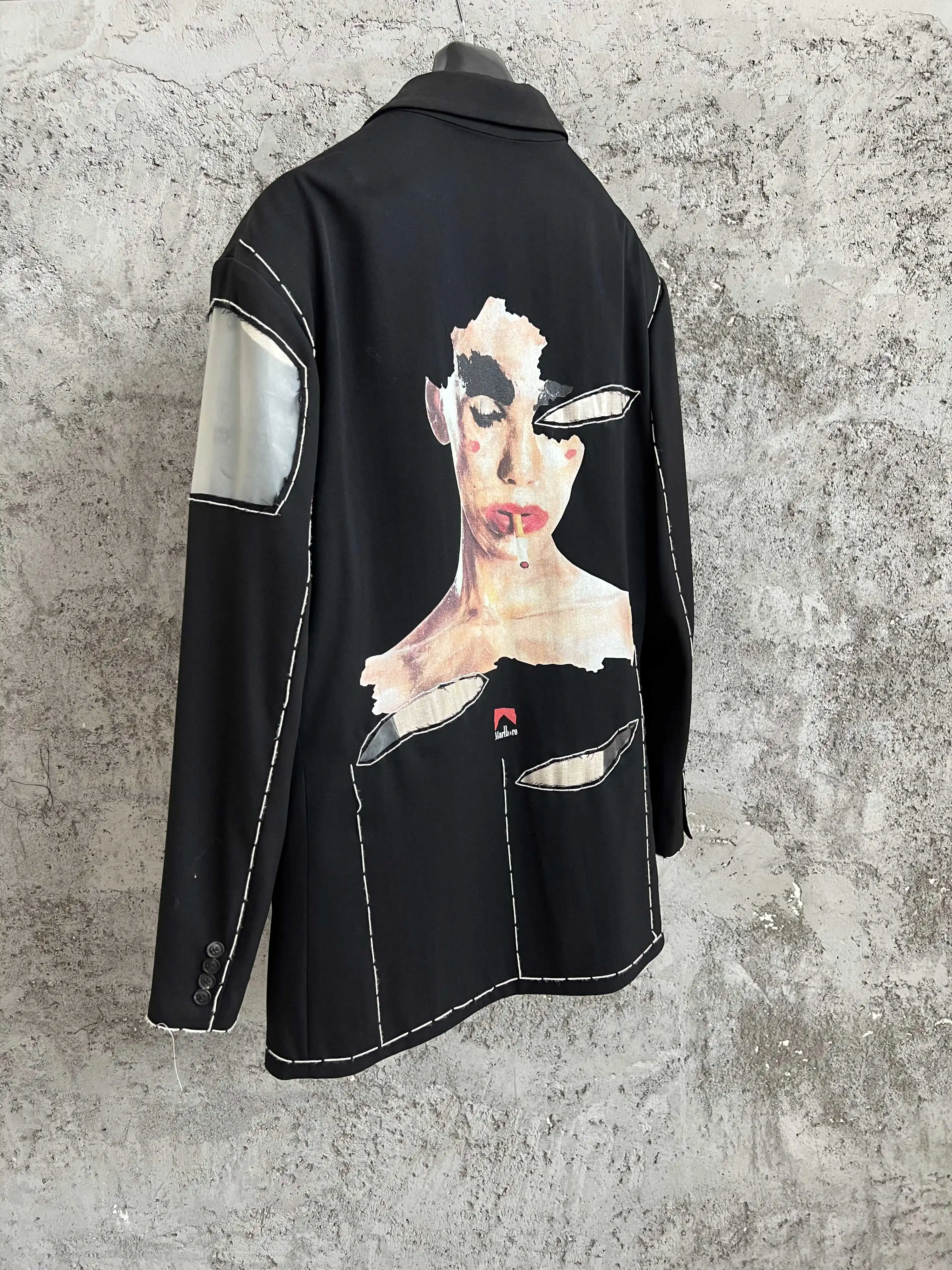 TOP-YAMAMOTO Abstract Oil painting Print Deconstruction Wool Suit Avant-garde design