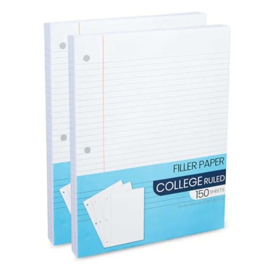 

Notebook Paper College Ruled, Loose Leaf Paper College Ruled Notebook Binder Paper Bulk, Lined Filler Paper for 3 Ring Binders