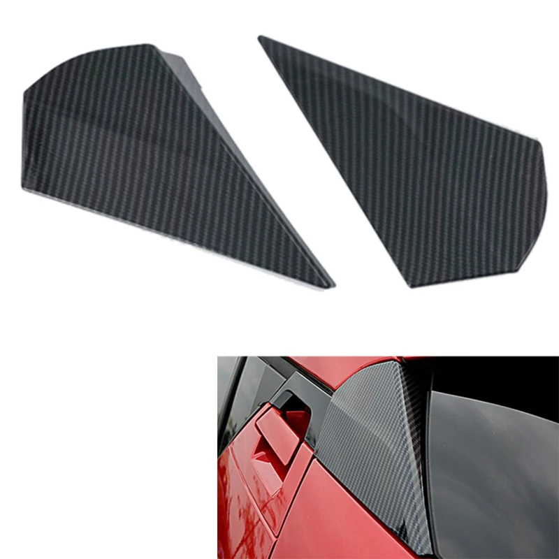 ABS Carbon Fiber Door Rear View Window Spoiler Triple-Cornered Bezel Cover Trim For Toyota C-HR CHR 2016-2020