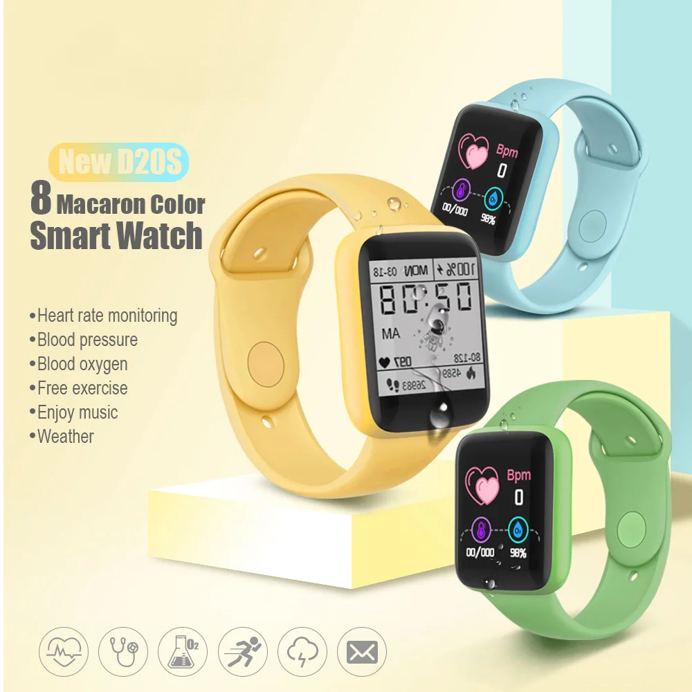 Cheap D20 Pro Smart Watch Macaron Y68 pro Bluetooth Fitness Tracker Watch Heart Rate Blood Pressure Smart Bracelet Cheap