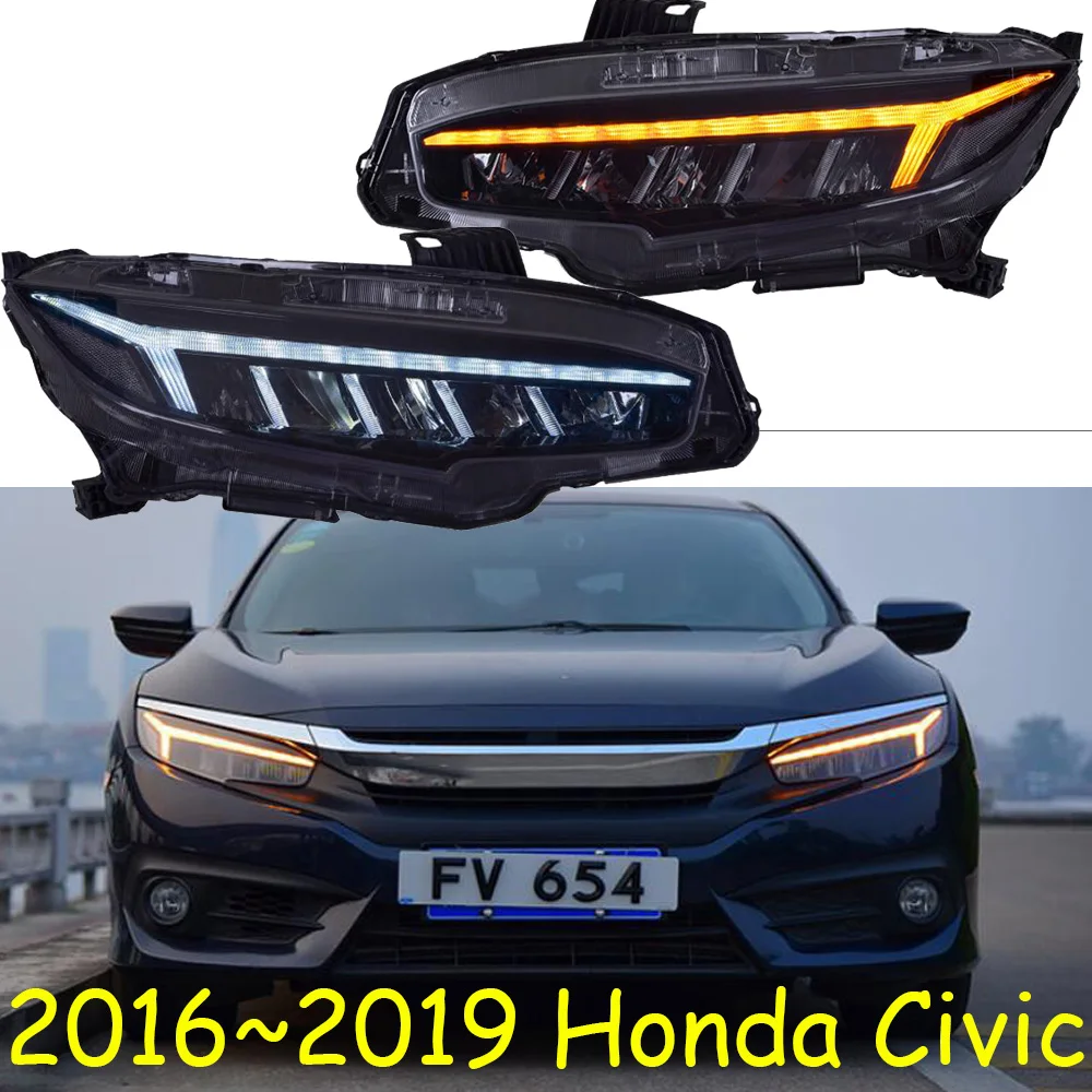 Video Car Styling For Civic 2016 2017 2018 2019 Headlights for civic DRL lens New Civic LED headlights with dynamic turn signal