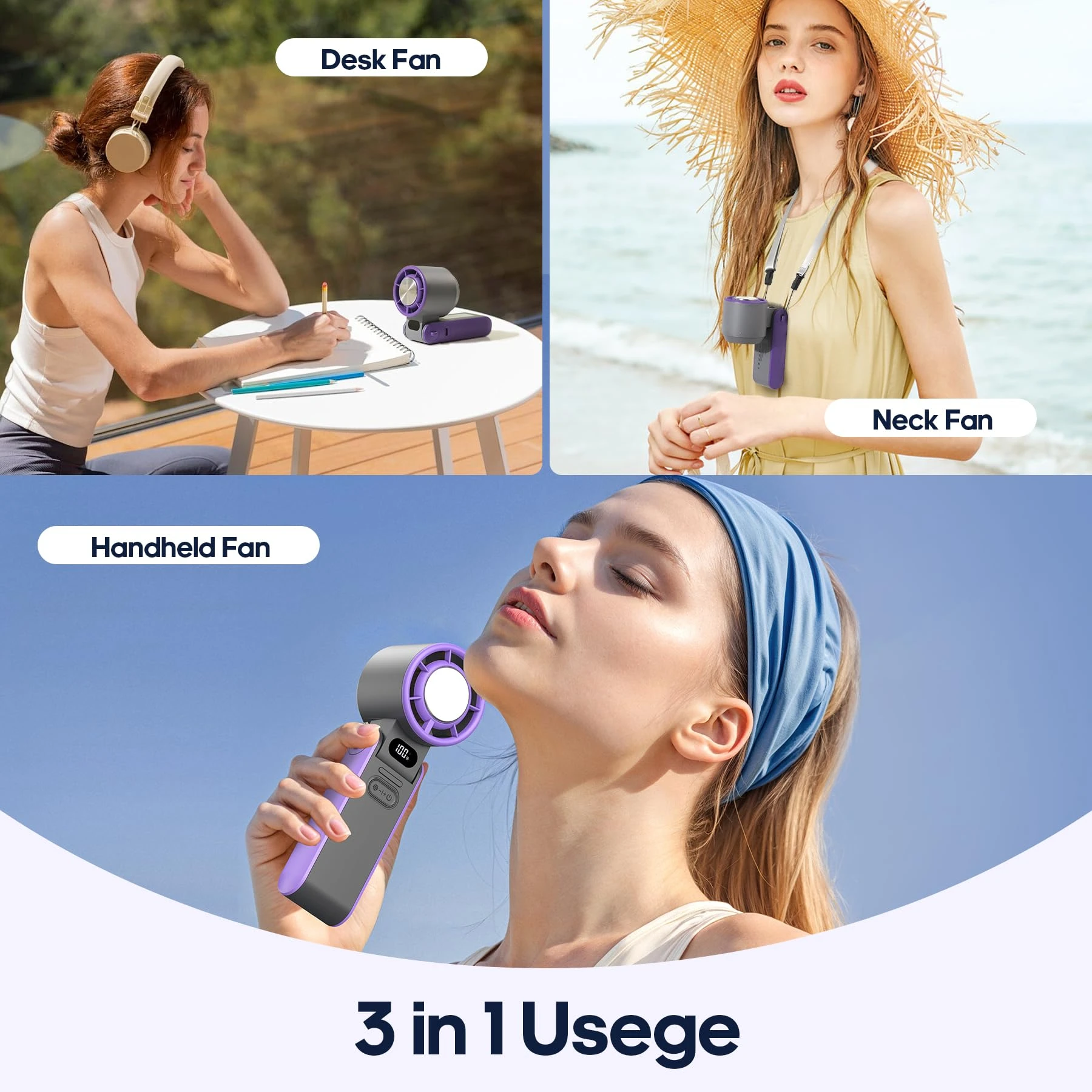 Portable High Speed Cooling Handheld Fan 3600mAh Rechargeable 100 Wind Speeds Adjustable Mini Foldable Air Cooling Turbo Fan image 6