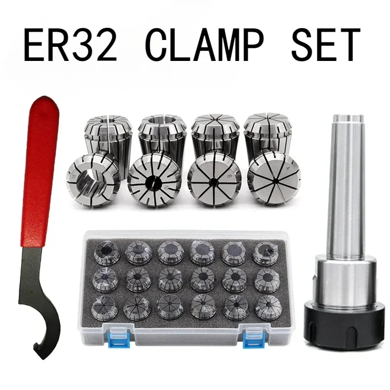 ER32 Spring Clamps 18PCS MTA/MT4 MT3 MT2 ER32 MTB  ER32 Wrench 1PCS Collet Chuck Morse Holder Cone for CNC Milling Lathe Tool