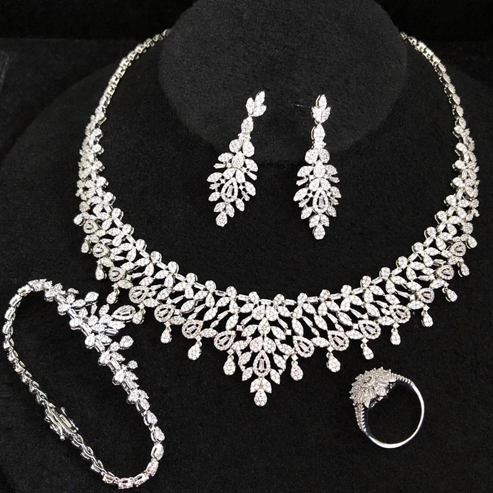 

Kellybola Famous Brand Bling Bling Sequins Luxury Nigerian Dubai Jewelry Sets For Women Cubic Zircon Wedding Bridal Accessories
