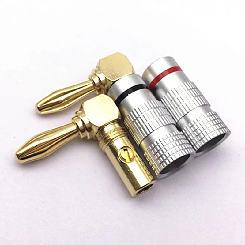 

Gold-Plated 24K Banana Plugs Right Angle L Shape 90 Degree 4mm Banana Plug Jack Plug Speaker Adapter Wire Cable Connector