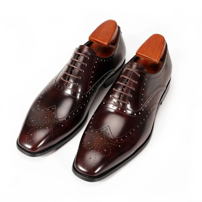 Luxury Mens Dress Shoes Genuine Leather 2026 Autumn Fashion British Style Retro Black Wedding Social Dress Shoes Man Size 47