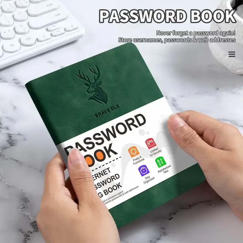 B6 Passwort-Organizer: Gebundene Alphabet-Tabs – verhindert Identitätsdiebstahl, praktische Taschenformat für Reisen im Home-Office – Detail 3