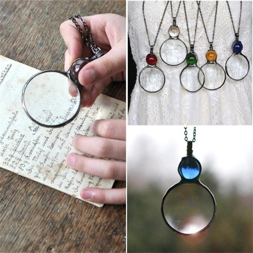 Mother's Day Gifts Magnifying Glass Pendant Necklace Monocle Eyepiece with 6x Magnifier Fashion Gothic Grandmother Women Jewelry