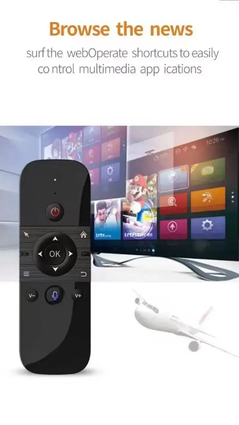Air Mouse TV Remote with Keyboard, 2.4G& Bluetooth Wireless Keyboard, IR Google Voice Search for Android TV Box/PC/Projector/PC
