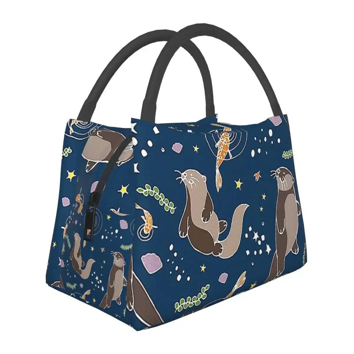 Sea Otters At Night Lunch Bags Insulated Bento Box Portable Lunch Tote Picnic Bags Cooler Thermal Bag for Woman Student School