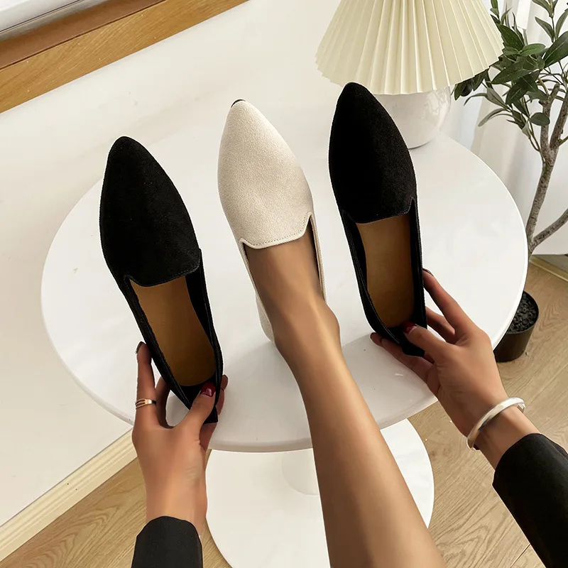 Fashion Slip on Loafers Breathable Stretch Ballet Shallow Flats Women Soft Bottom Pointed Toe Boat Shoes plus size 2023