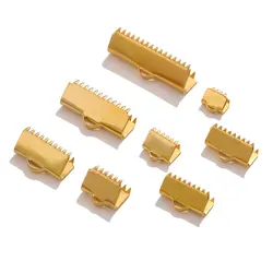 20pcs Stainless Steel Crimp Beads Cove Clasps Cord End Caps String Ribbon Leather Clip Foldover Connectors Jewelry Supplies Part