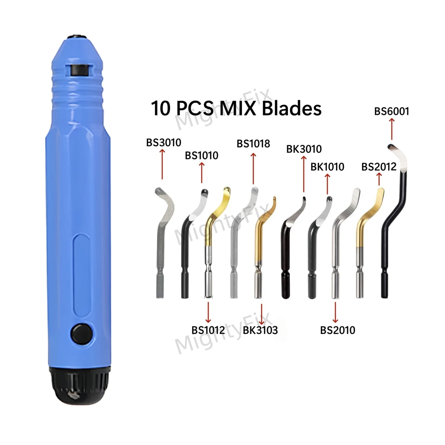 NB1000 Deburring Tool with 10PCS MIX Swivel Blade Burr Removal Reamer Works on Metal Resin PVC Pipes Copper Plastic 3D Printing